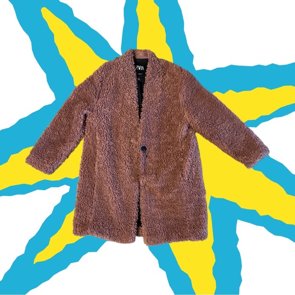 Zara Jackets & Blazers - Zara Pink Textured Faux Fur Jacket